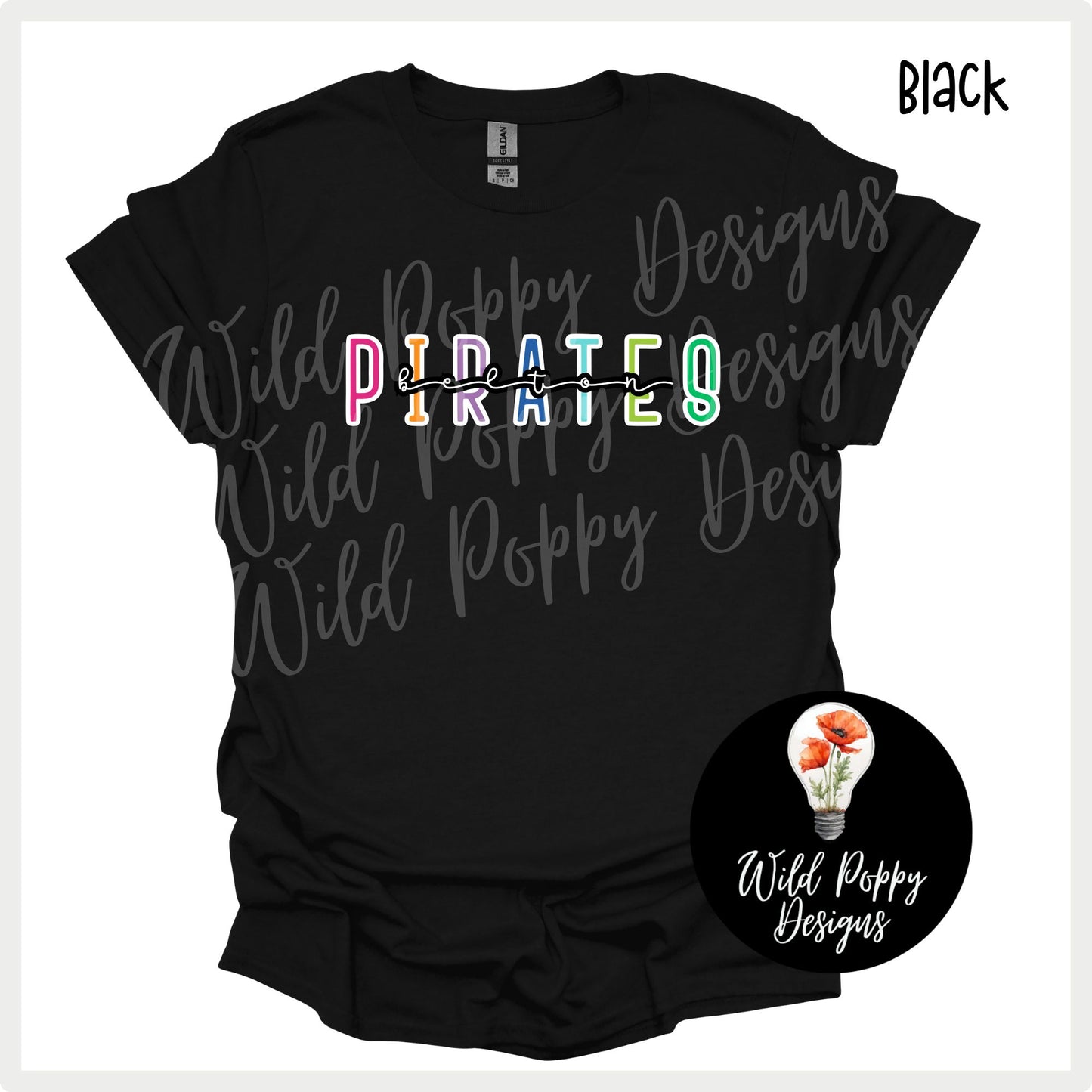 Pirates - Bright Skinny Letters Tee