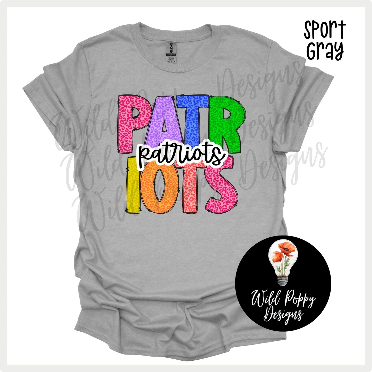 Patriots - Bright Cheetah Letters Tee