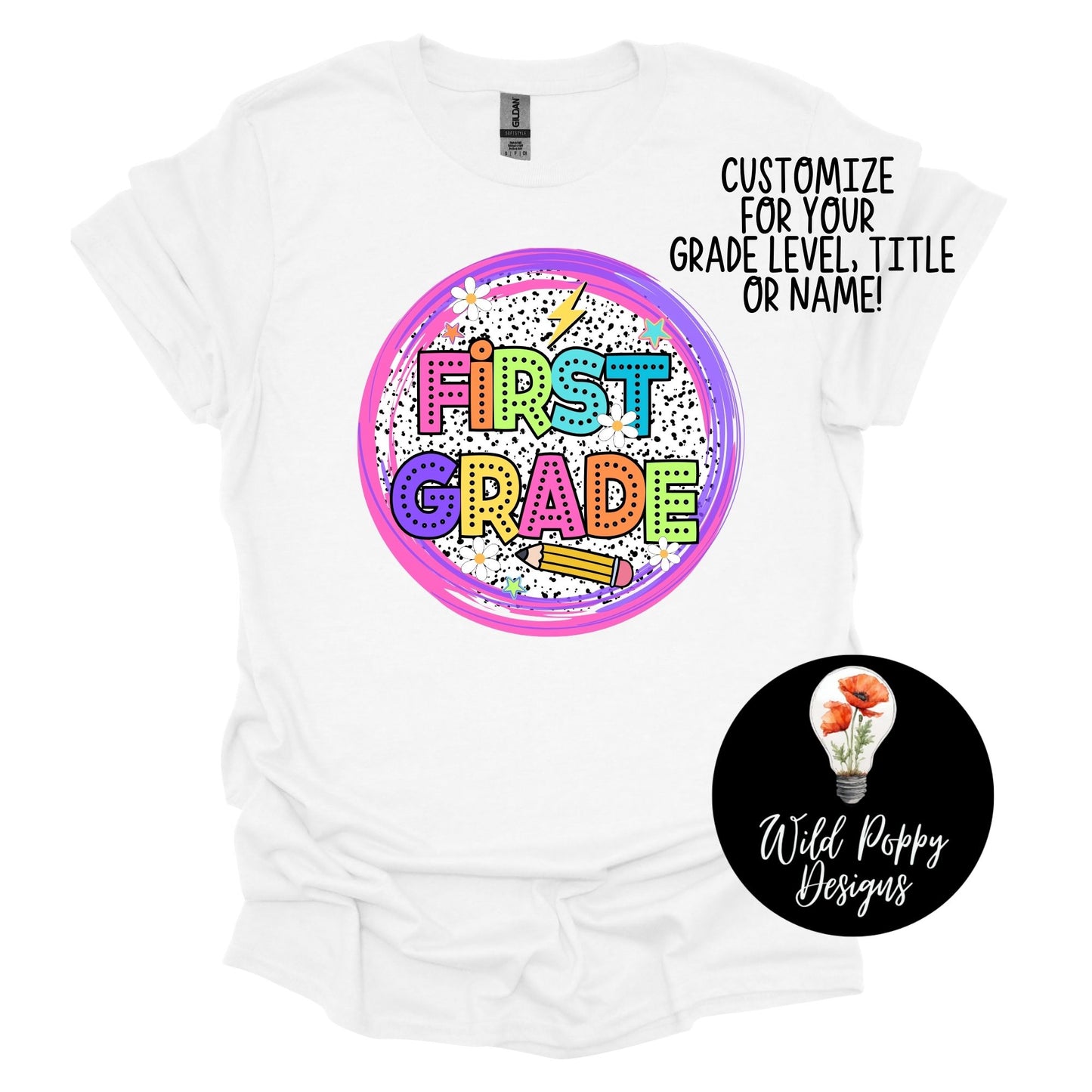 Colorful Marquee Letters Tee (Customizable)