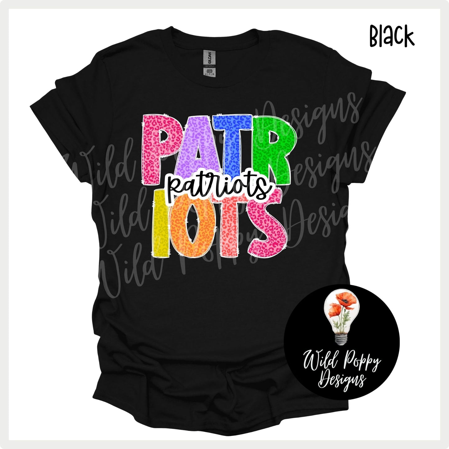 Patriots - Bright Cheetah Letters Tee