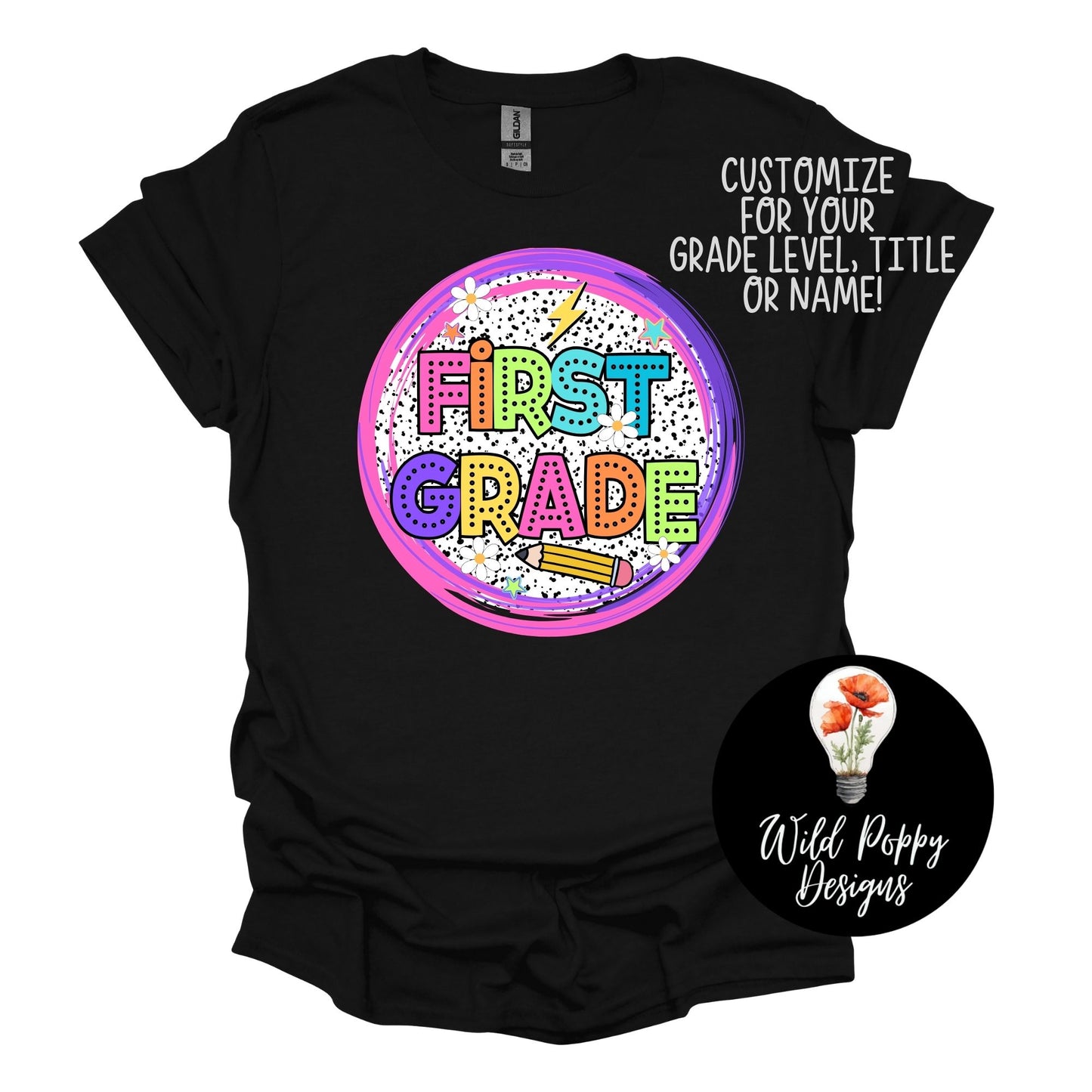 Colorful Marquee Letters Tee (Customizable)
