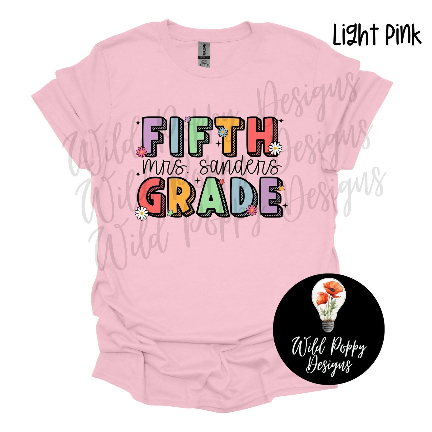 Colorful 3D Letters - Grade Level Tee (Customizable)