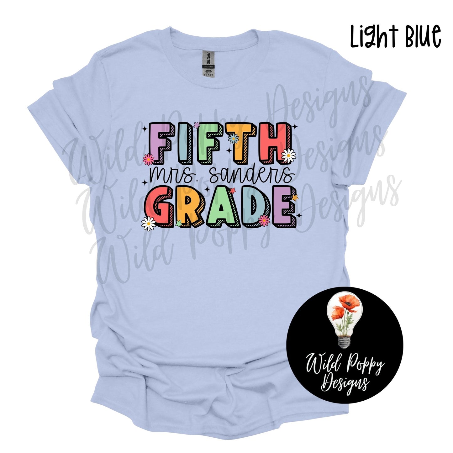 Colorful 3D Letters - Grade Level Tee (Customizable)
