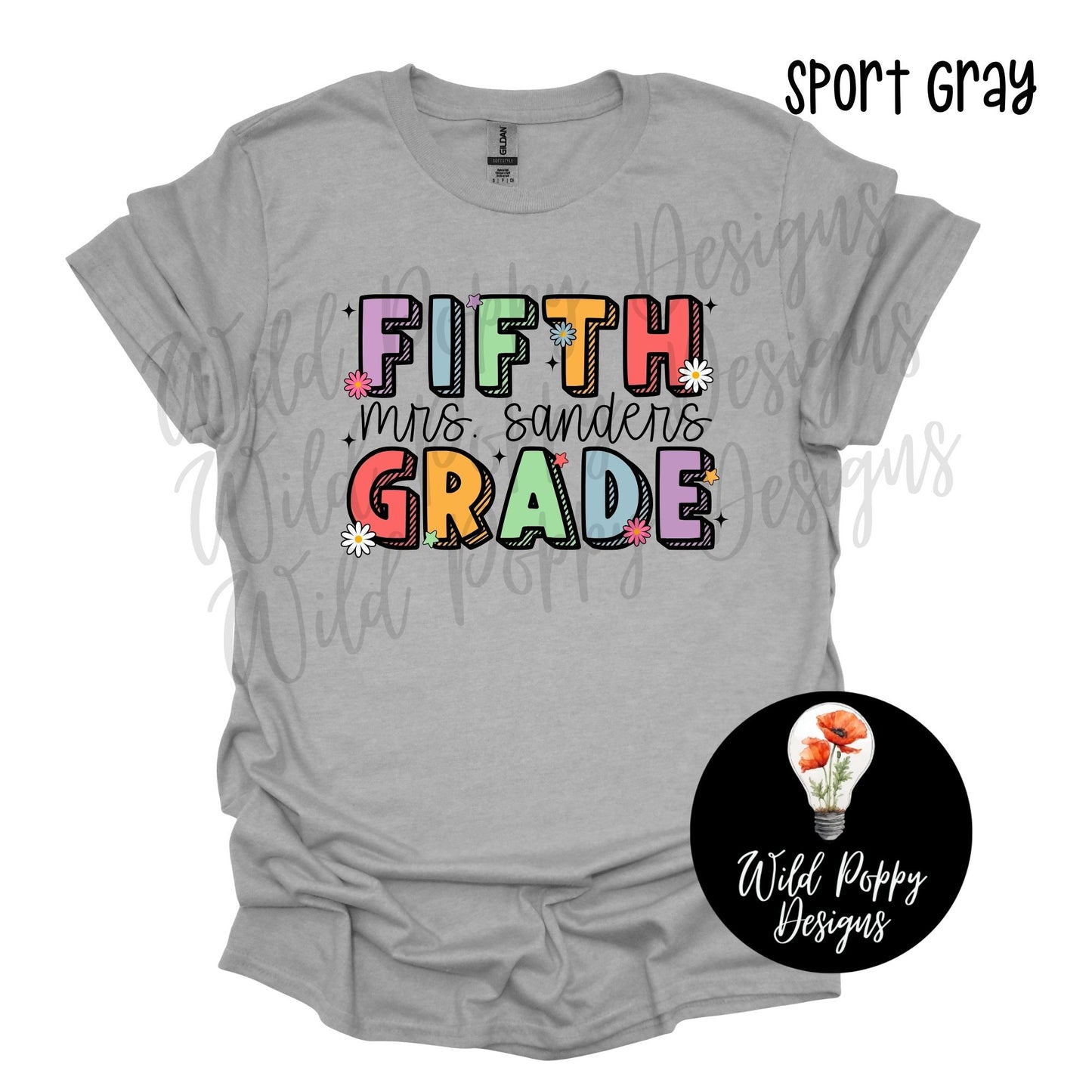 Colorful 3D Letters - Grade Level Tee (Customizable)