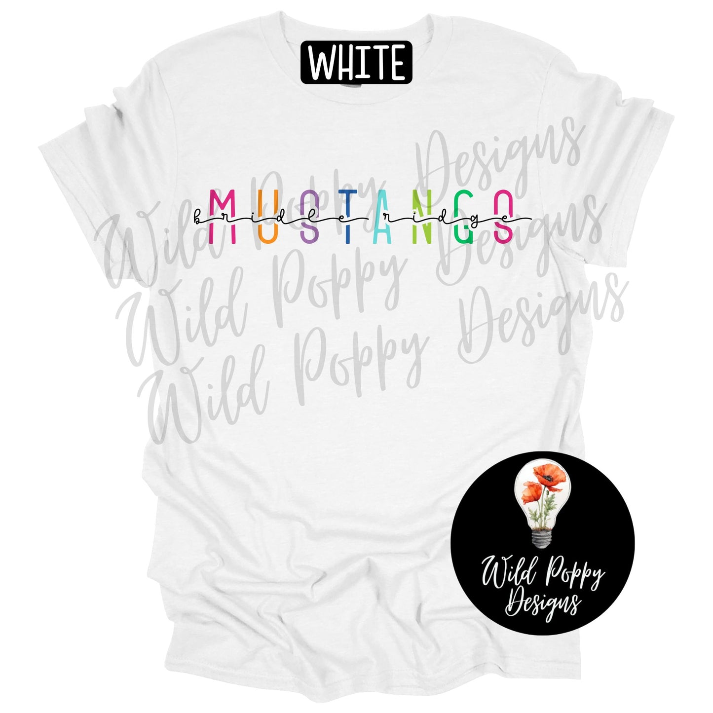 Mustangs - Bright Skinny Letters Tee