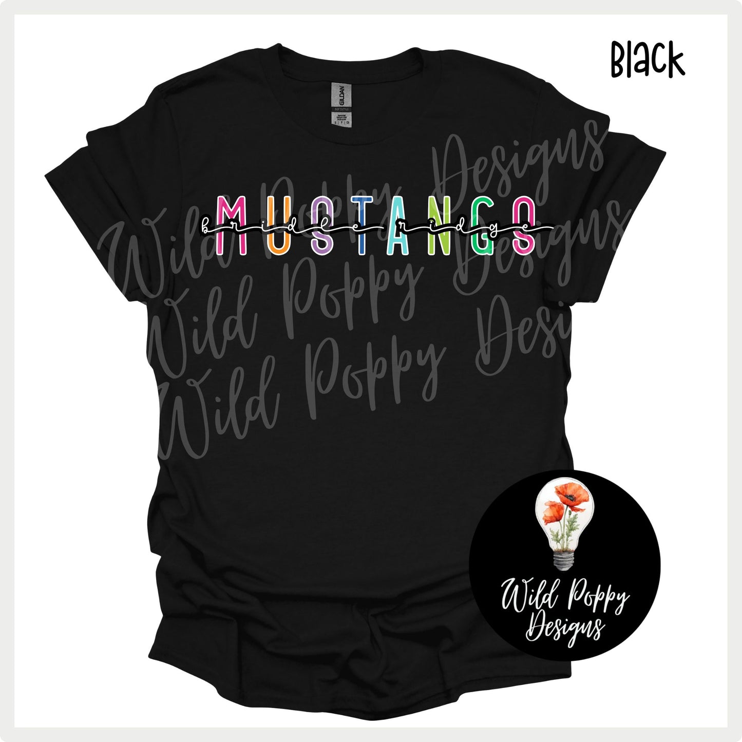 Mustangs - Bright Skinny Letters Tee