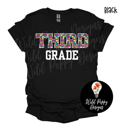 Floral Grade Level Tee (Customizable)