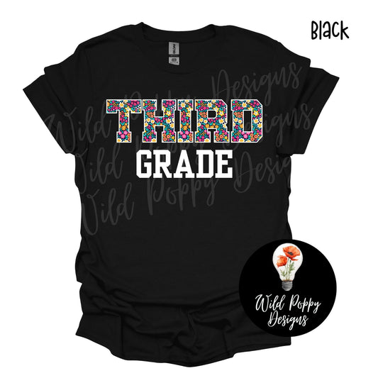 Floral Grade Level Tee (Customizable)
