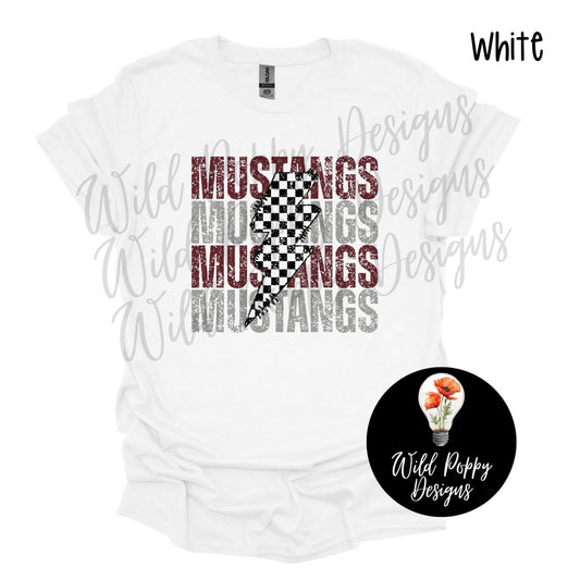 Mustangs - Checkered Lightning Bolt Tee