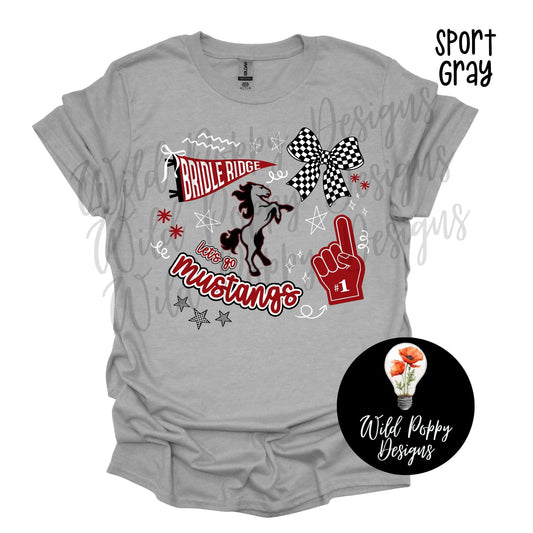 Mustangs - Pennant + Doodles Tee