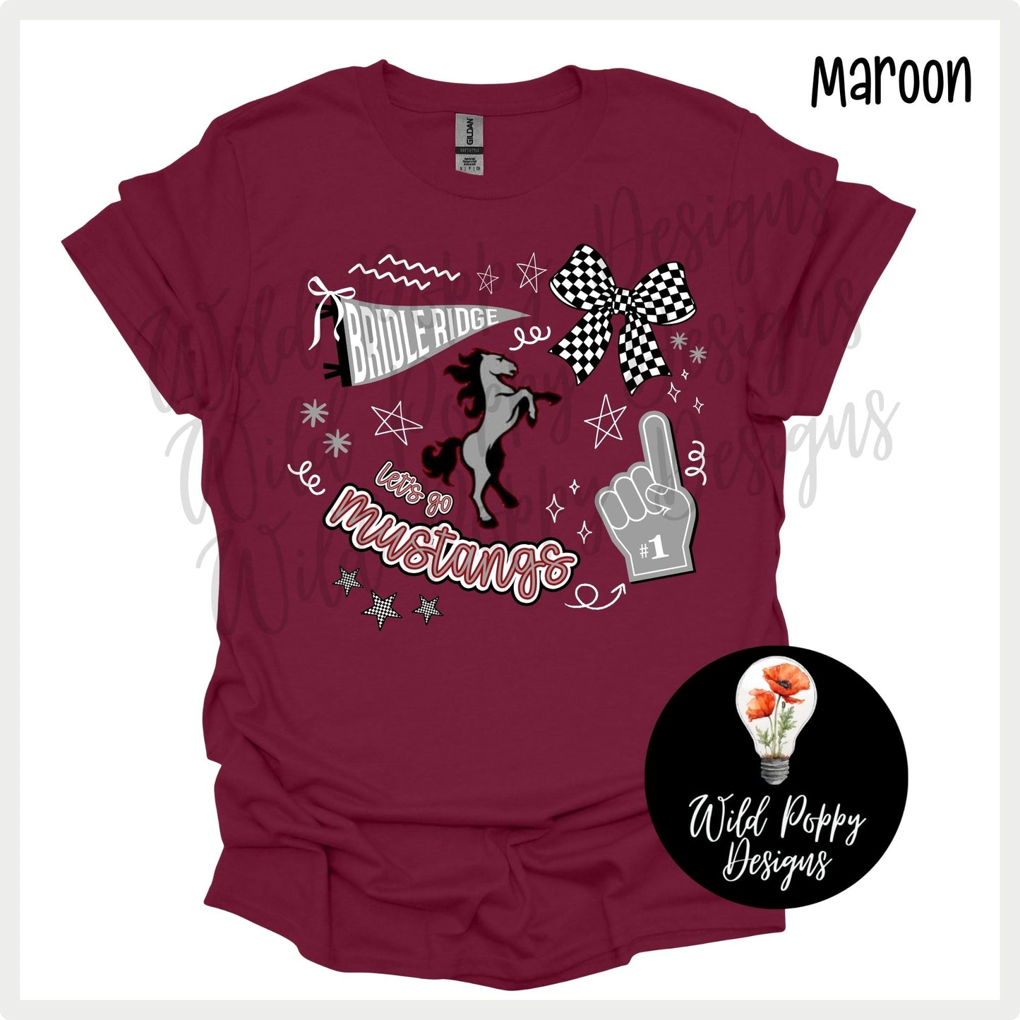 Mustangs - Pennant + Doodles Tee