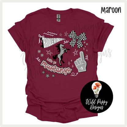 Mustangs - Pennant + Doodles Tee