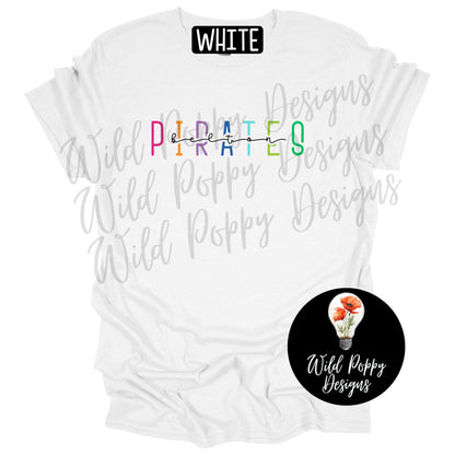 Pirates - Bright Skinny Letters Tee
