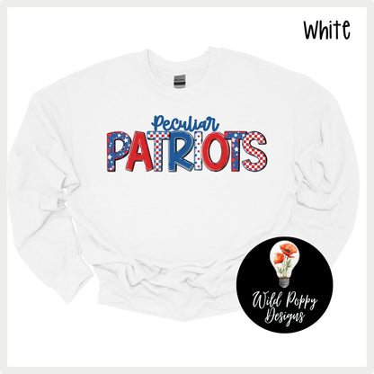 Patriots - Patchwork Print Tee or Crewneck Sweatshirt