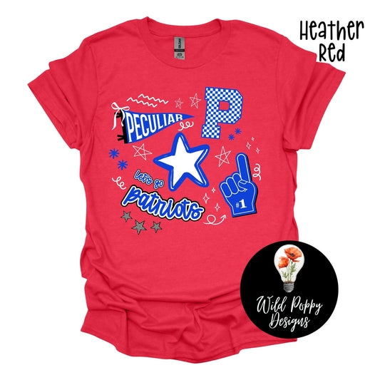 Patriots - Pennant + P + Doodles Tee or Crewneck Sweatshirt