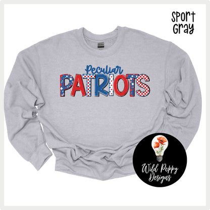 Patriots - Patchwork Print Tee or Crewneck Sweatshirt