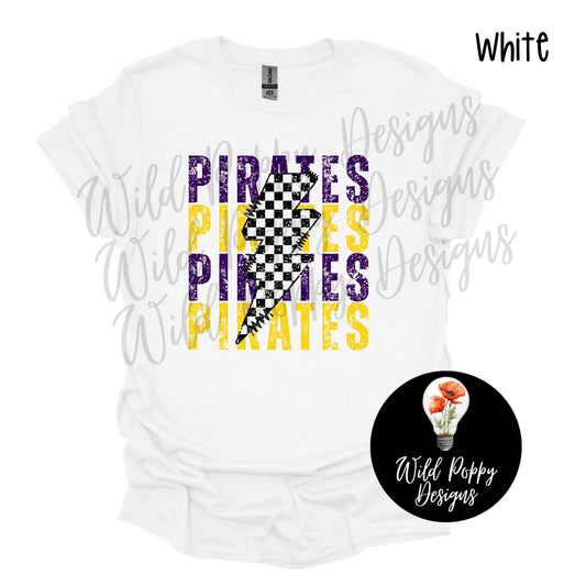 Pirates - Checkered Lightning Bolt Tee