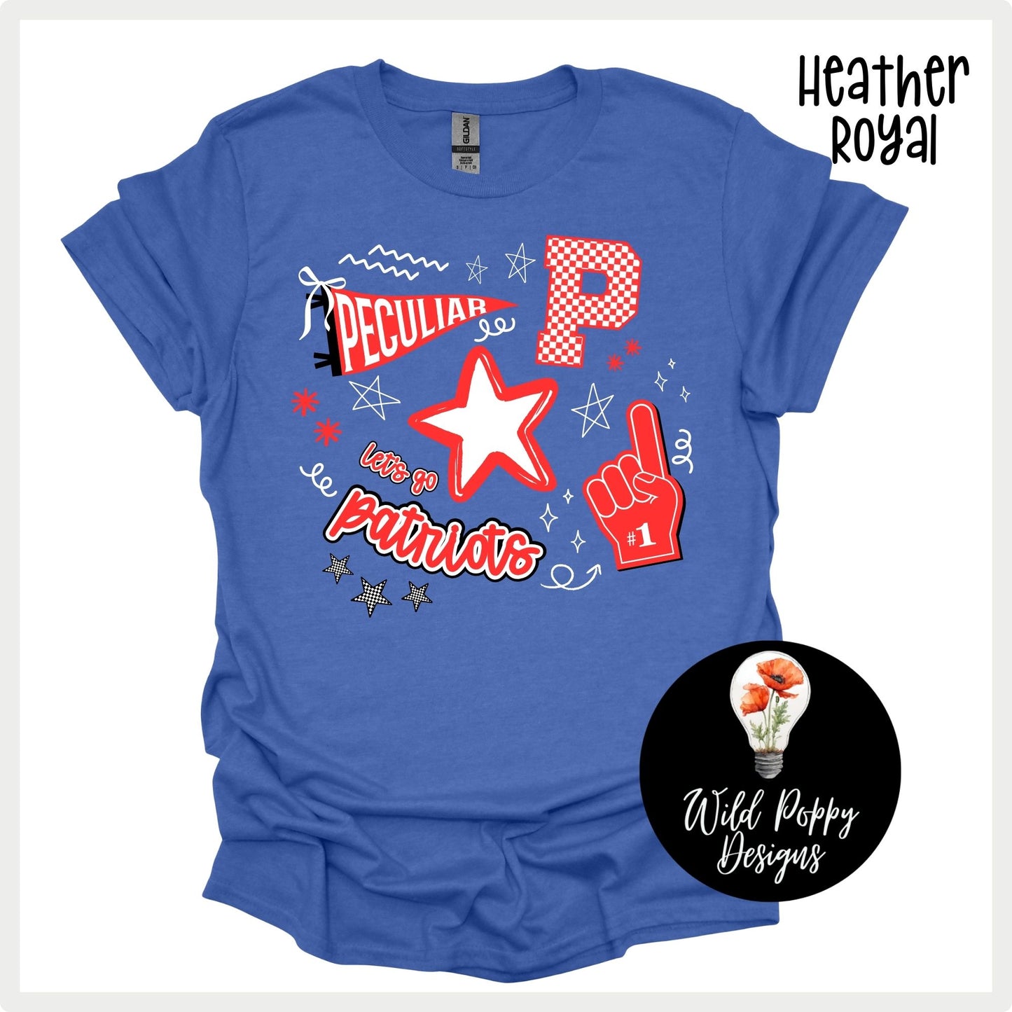 Patriots - Pennant + P + Doodles Tee or Crewneck Sweatshirt