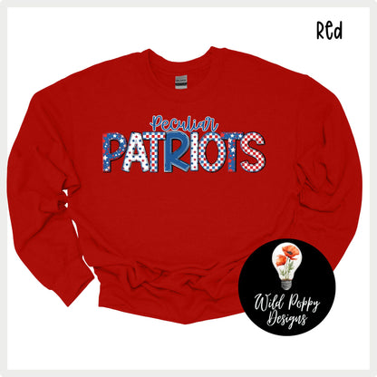 Patriots - Patchwork Print Tee or Crewneck Sweatshirt