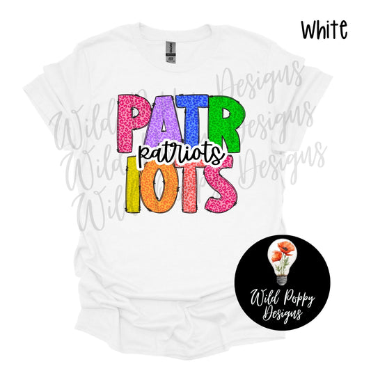 Patriots - Bright Cheetah Letters Tee