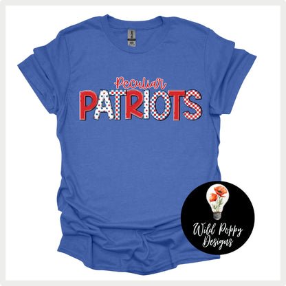 Patriots - Patchwork Print Tee or Crewneck Sweatshirt
