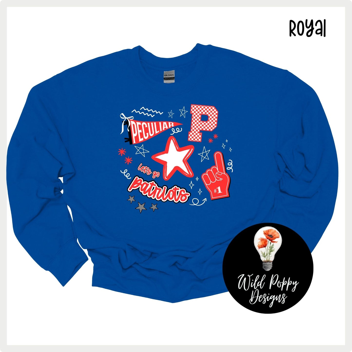 Patriots - Pennant + P + Doodles Tee or Crewneck Sweatshirt
