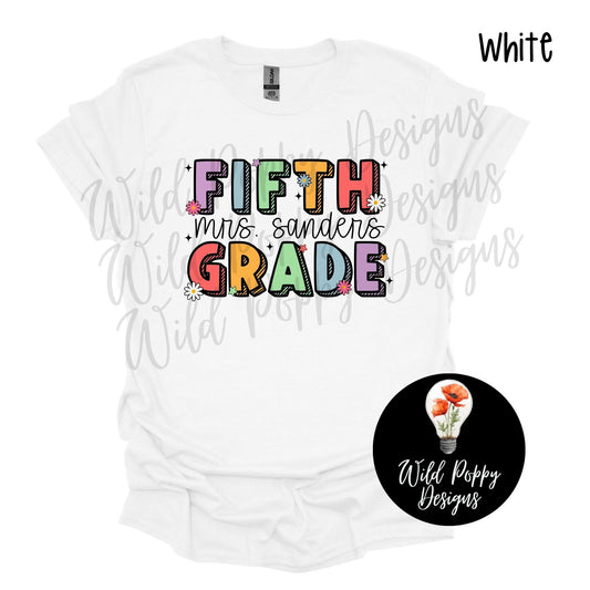 Colorful 3D Letters - Grade Level Tee (Customizable)