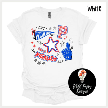 Patriots - Pennant + P + Doodles Tee or Crewneck Sweatshirt