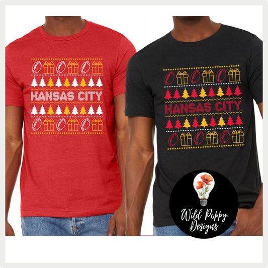 Kansas City Christmas Sweater Graphic Tee