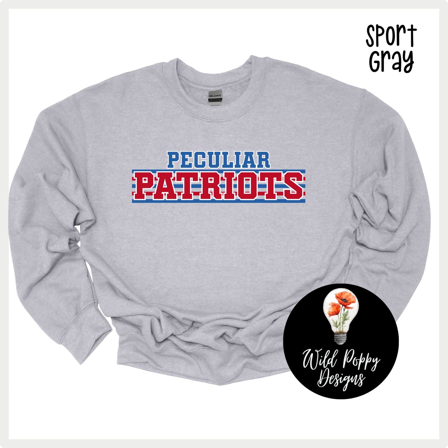 Patriots - Varsity Print Stripes Tee or Crewneck Sweatshirt