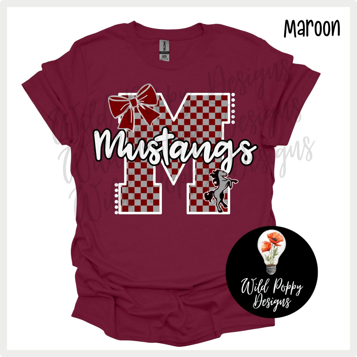 Mustangs - Checkered M with Bow
