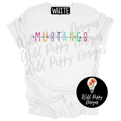 Mustangs - Bright Skinny Letters Tee