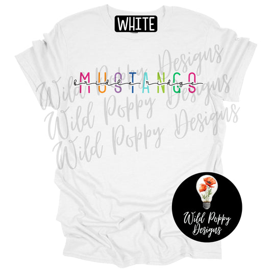 Mustangs - Bright Skinny Letters Tee