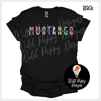 Mustangs - Bright Skinny Letters Tee